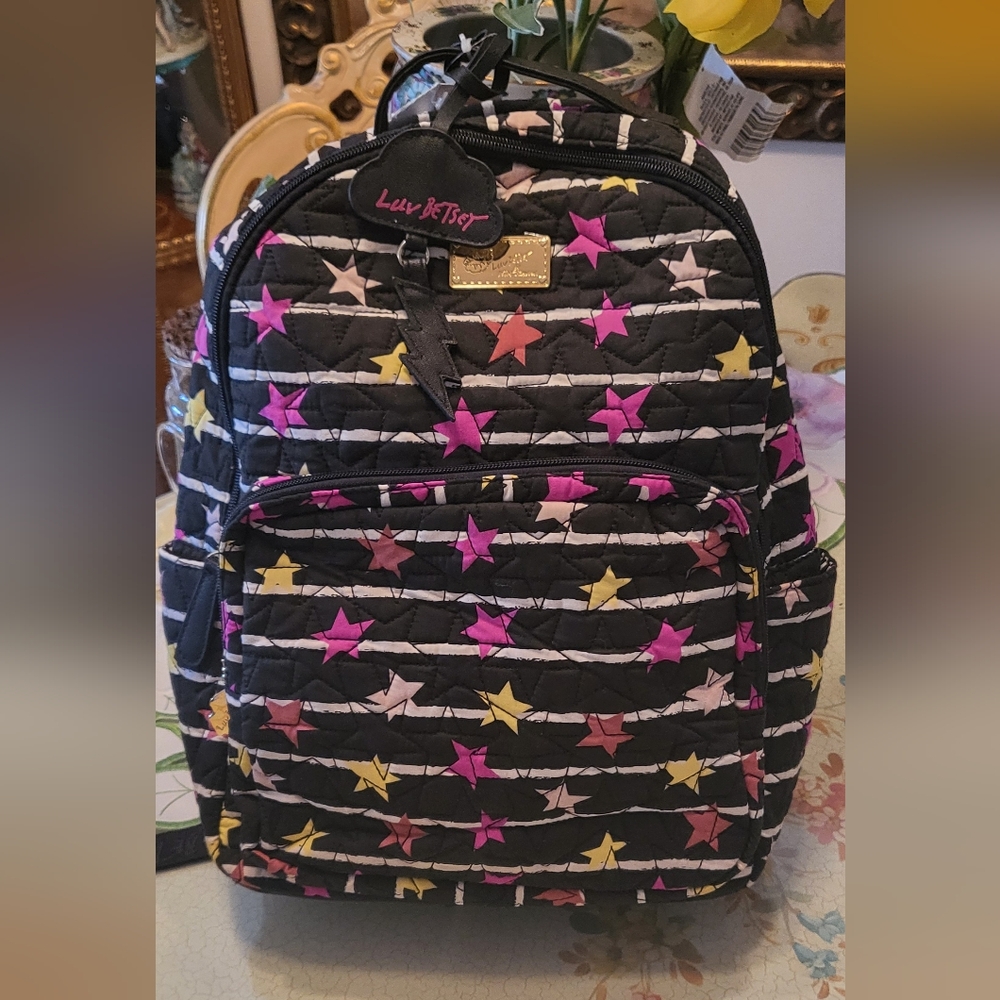 NWT Betsey Johnson (Luv Betsey) Black w/ Stars Backpack